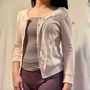 EUC Light Pink Flower Cardigan